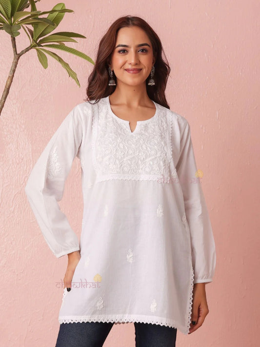 Sahiba Cotton Straight Short Chikankari Kurti